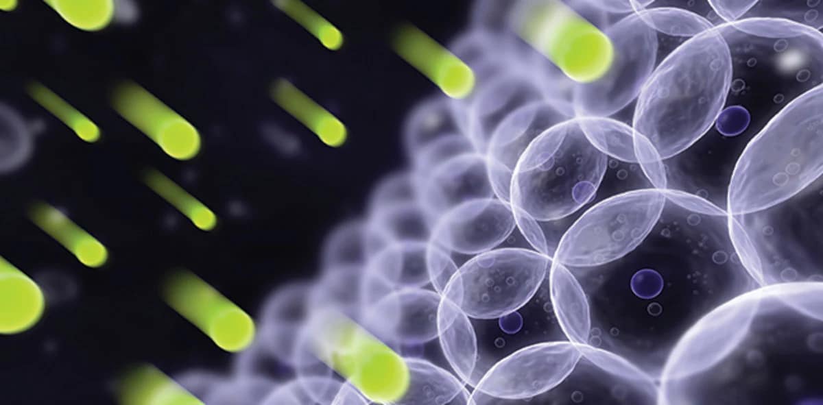 illustration of free radicals damaging skin cells